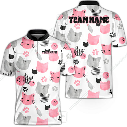 Customized Cat Bowling Watercolor Bowling Jersey, Custom Name And Team Name For Bowlers