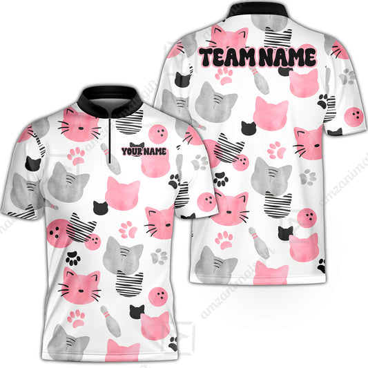 Customized Cat Bowling Watercolor Bowling Jersey, Custom Name And Team Name For Bowlers