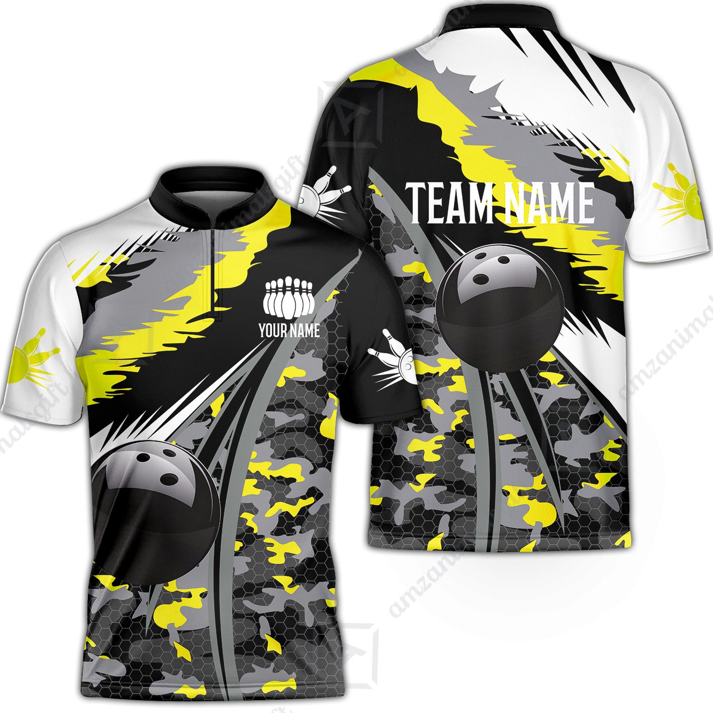 Custom Bowling Team Jersey, Personalized Long Sleeve Jersey Shirt Camo Bowling Shirt with Name & Team Name