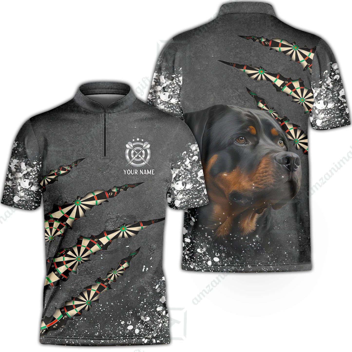 Rottweiler And Darts Custom Name Jersey Shirt, Darts Paint Splash Personalized Jersey Shirt Gift For Darts Lover, Team, Friend, Dog Lover