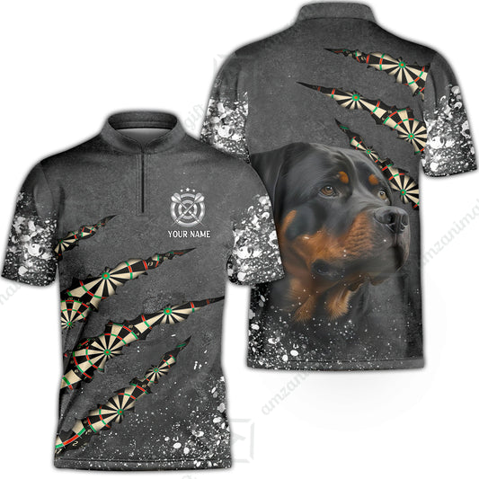 Rottweiler And Darts Custom Name Jersey Shirt, Darts Paint Splash Personalized Jersey Shirt Gift For Darts Lover, Team, Friend, Dog Lover