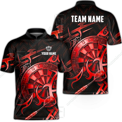 Custom Darts Jersey Polo Shirt, Tribal Darts & Mechanical Inferno, Custom Dart Jersey Team Shirt For Players With Name & Team Name