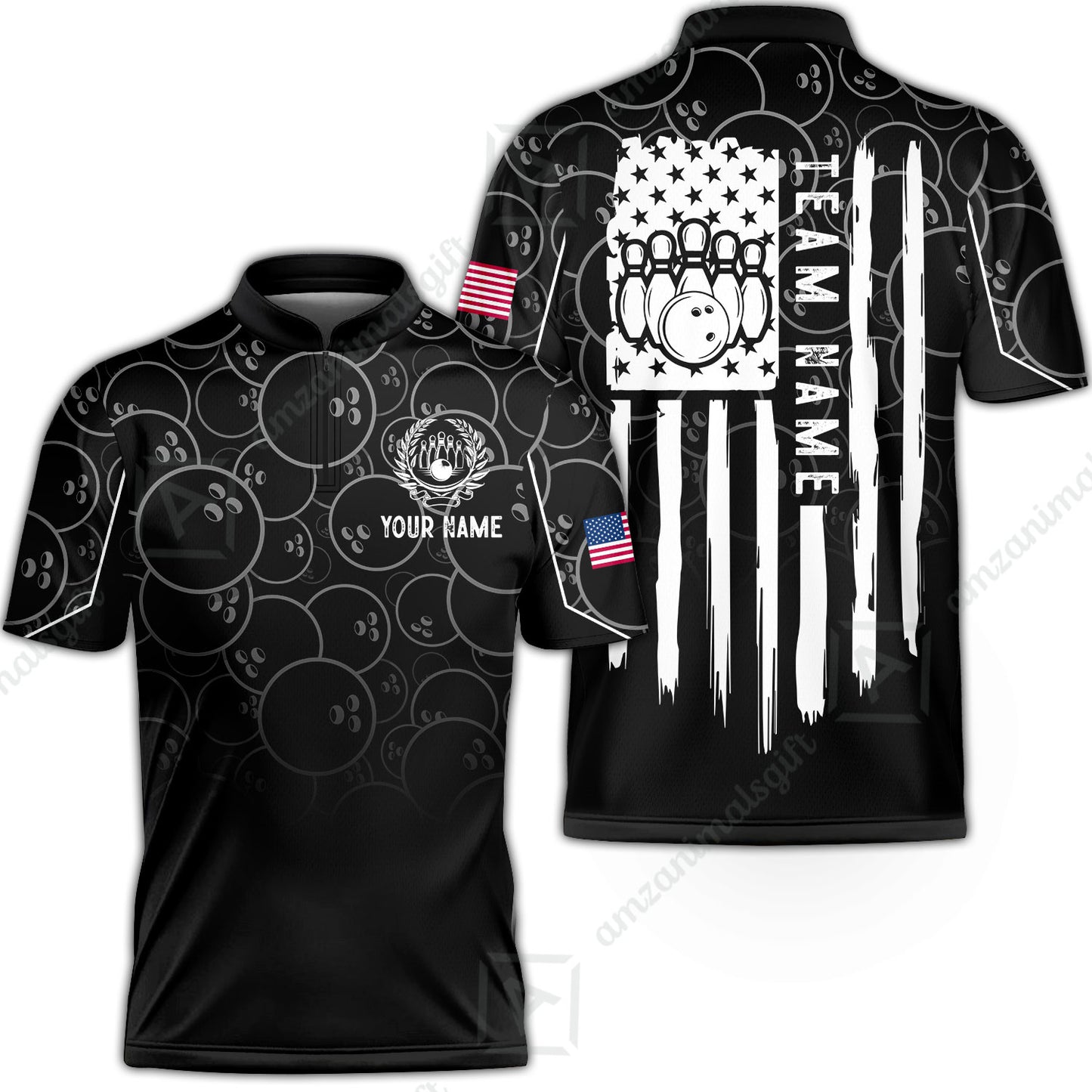 Custom Bowling Jersey Polo Shirt, Vibrant Kelly Ball Pattern Flag, Custom Bowling Jersey Team Shirt For Players With Name and Team Name