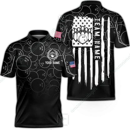 Custom Bowling Jersey Polo Shirt, Vibrant Kelly Ball Pattern Flag, Custom Bowling Jersey Team Shirt For Players With Name and Team Name