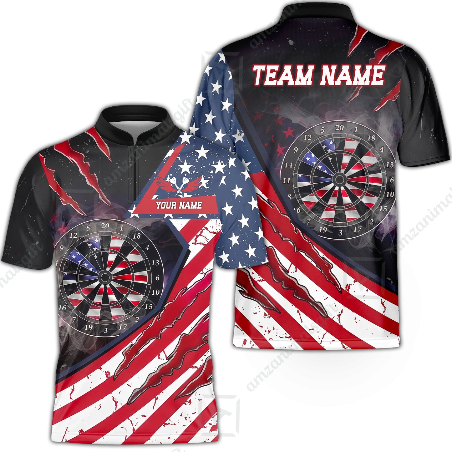 Custom Patriotic Americana Claw Rip Darts Jersey Polo Shirt, Custom Patriotic Americana Claw Rip Dart Jersey Team Shirt For Players With Name and Team Name