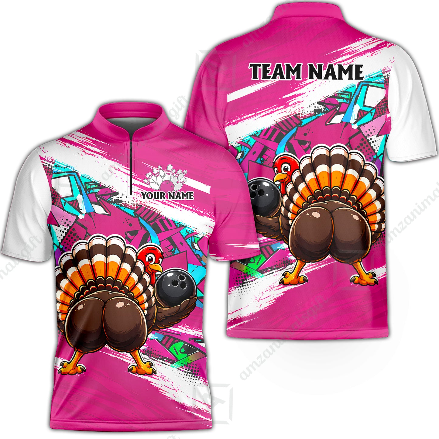 Custom Bowling Jersey Polo Shirt, Turkey Bowling, Personalized Name And Team Name