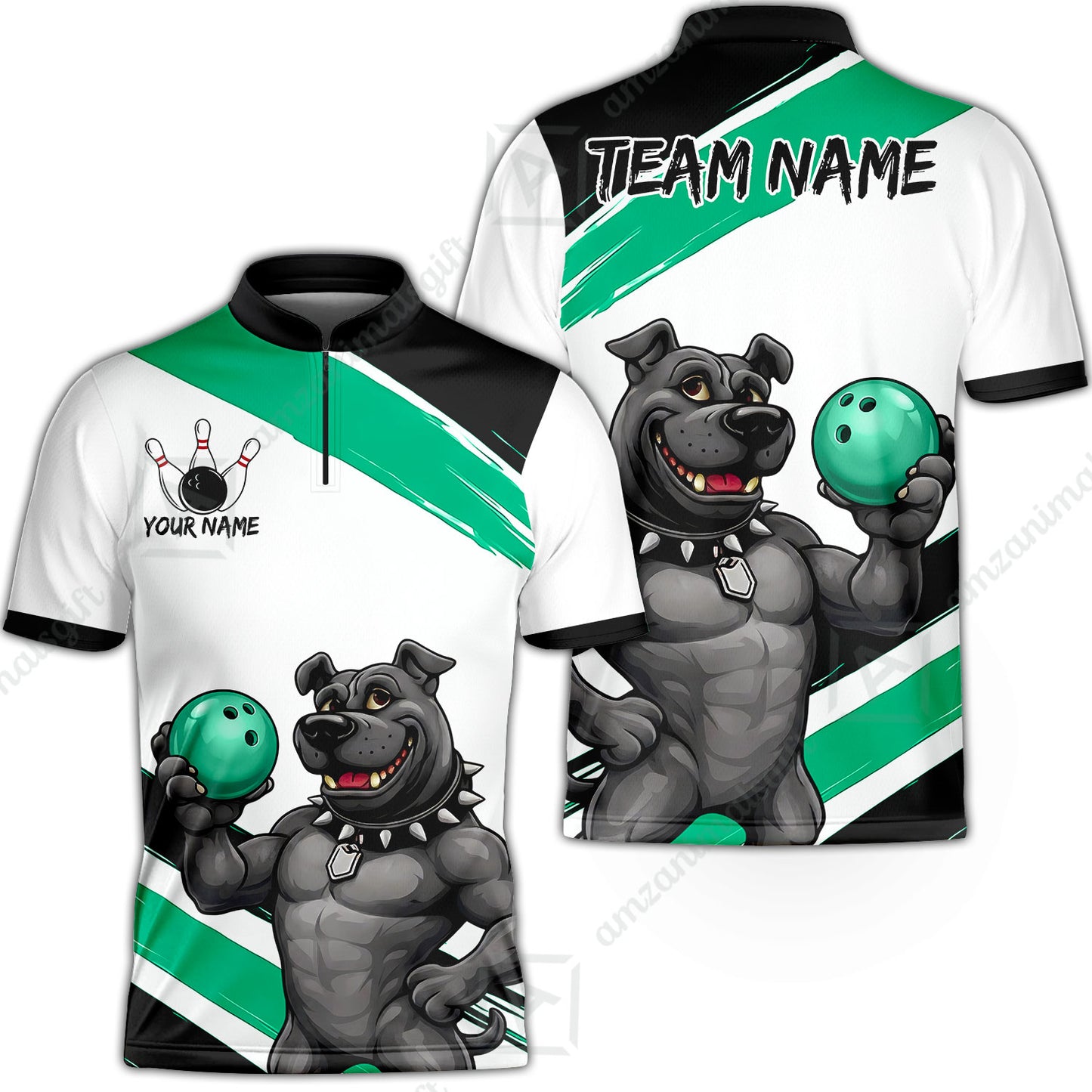 Custom Bowling Jersey Polo Shirt, Badass Dog Bowling Custom Bowling Jersey Team Shirt For Players With Name & Team Name