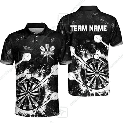Customized Darts Polo Shirt, Darts Grunge Dartboard Multicolor Polo Shirt Team Style Jersey for Darts Players