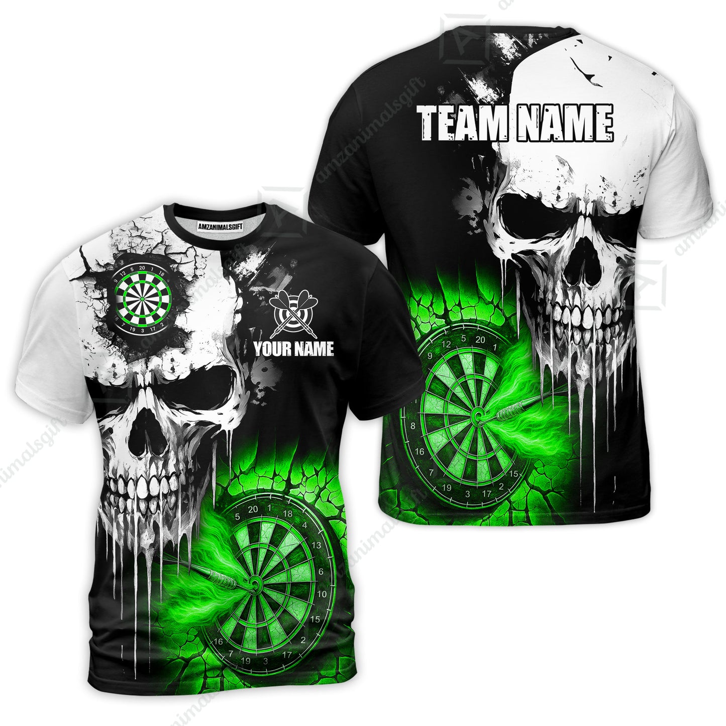 Custom Grunge Skull Crack Wall Darts Team T- Shirts, Customized Name Team Name Darts Polo Team Jerseys Uniform
