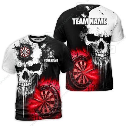 Custom Grunge Skull Crack Wall Darts Team T- Shirts, Customized Name Team Name Darts Polo Team Jerseys Uniform