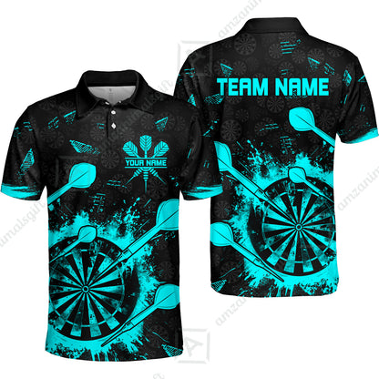 Customized Darts Polo Shirt, Darts Grunge Dartboard Multicolor Polo Shirt Team Style Jersey for Darts Players