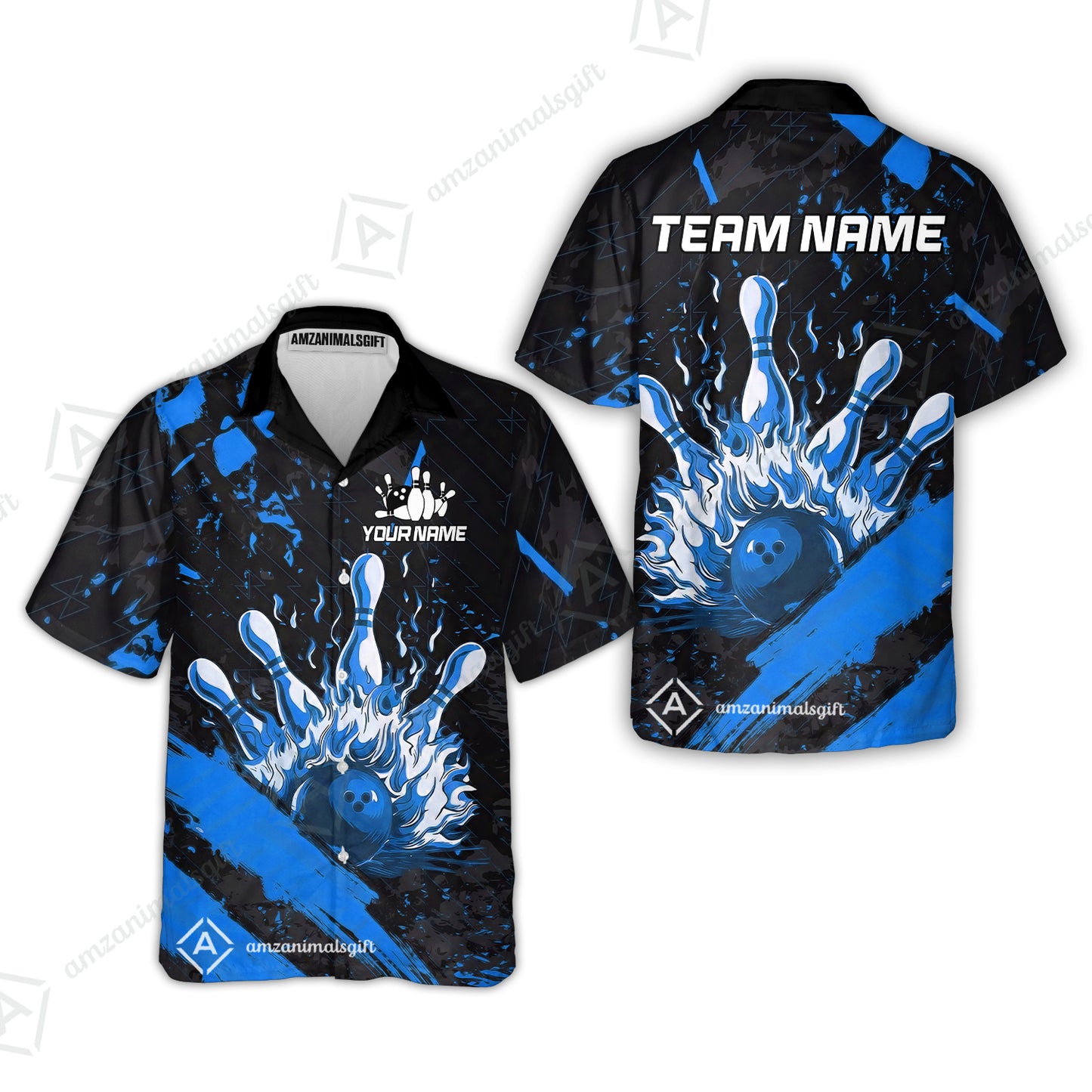 Customized Bowling Unisex Polo Shirt, Bowling And Pins Grunge Flame, Bowling Uniform - Personalized Name And Team Name