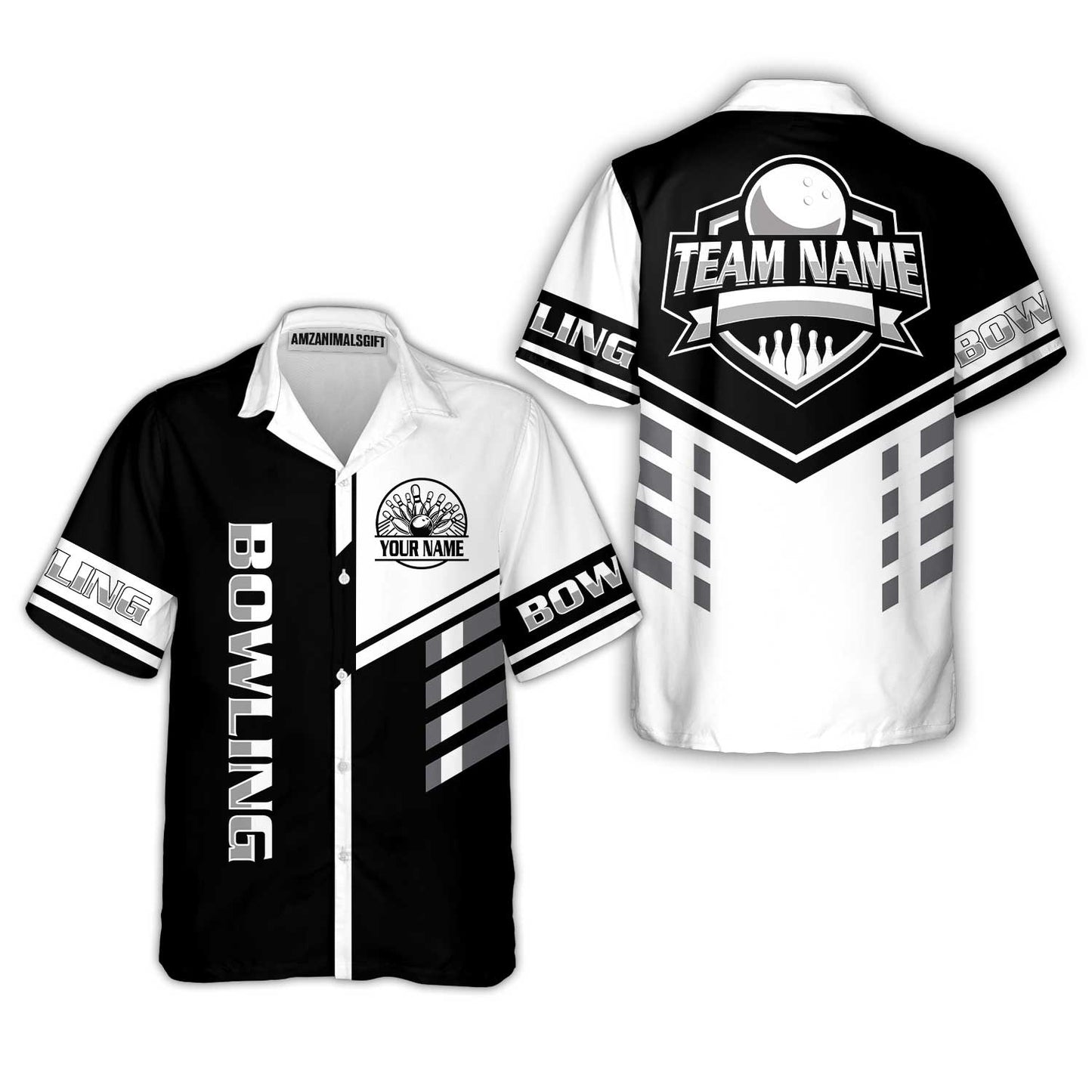 Custom Bowling Team Shirt – Modern Split Design Multicolor Option Personalized Jersey Bowling Uniform For League Players