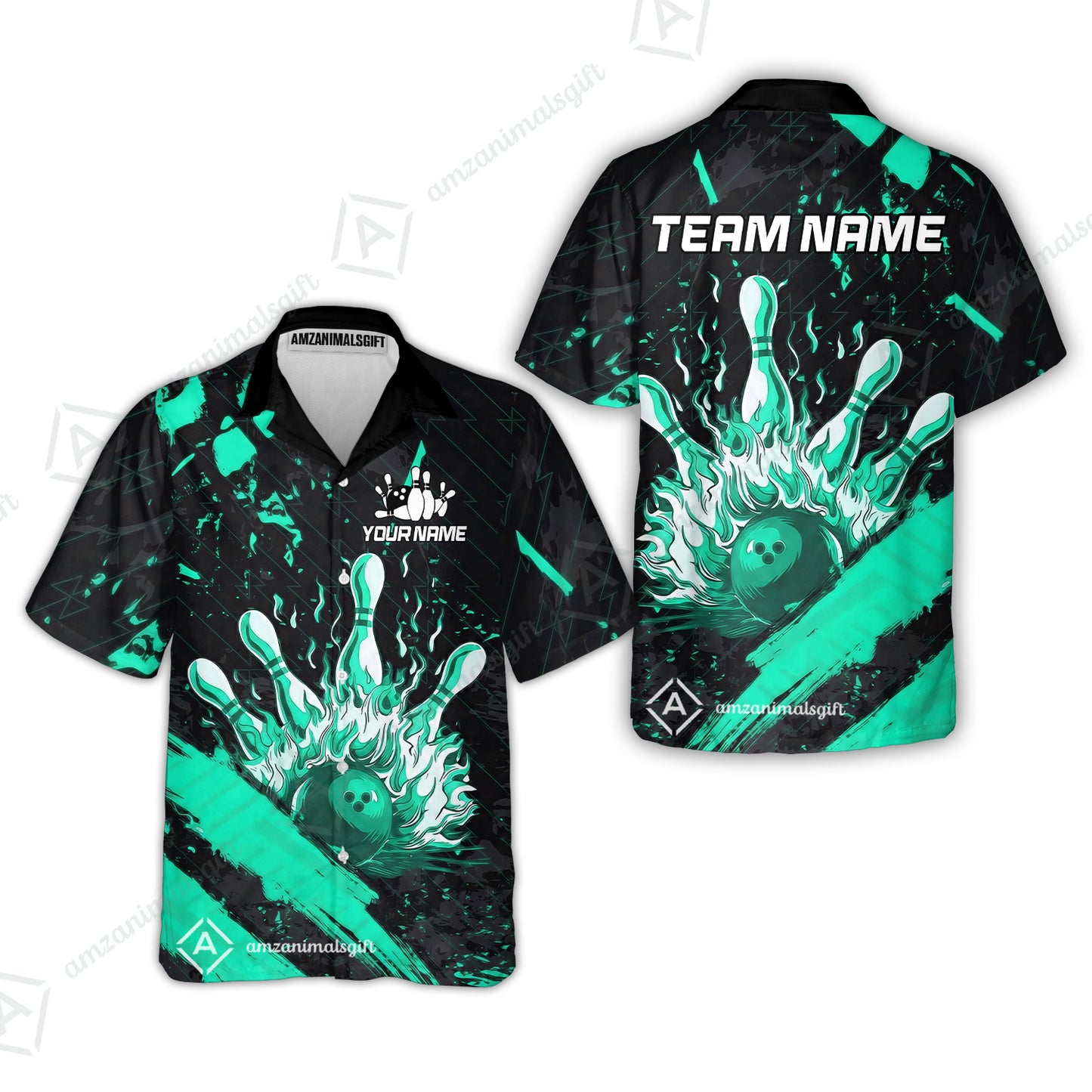 Customized Bowling Unisex Polo Shirt, Bowling And Pins Grunge Flame, Bowling Uniform - Personalized Name And Team Name