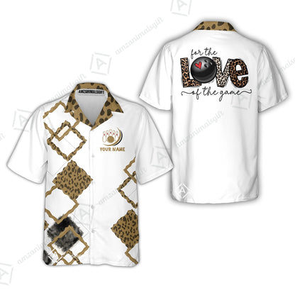 Custom Bowling Jersey Polo Shirt, Chic Leopard Print Love of the Game, Custom Bowling Jersey Team Shirt For Players With Name and Team Name