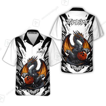 Custom Bowling Jersey Polo Shirt, Dragon Lover Custom Bowling Jersey Team Shirt For Players With Name & Team Name