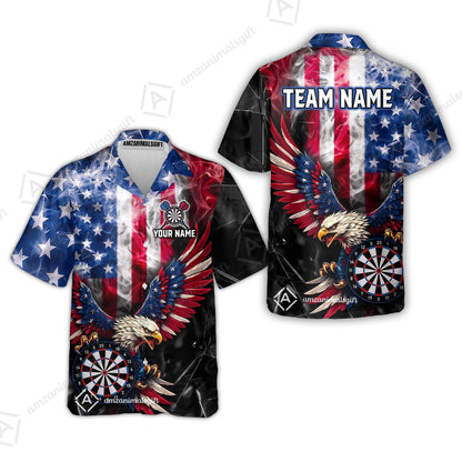 Custom Darts Jersey Polo Shirt, Patriotic Bald Eagle Darts, Custom Darts Jersey Team Shirt For Players With Name and Team Name