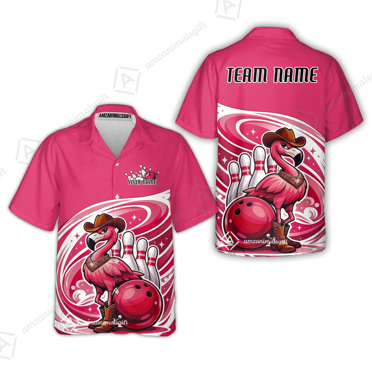 Custom Women Polo Shirt, Western Flamingo, Custom Bowling Women Polo Team Shirt For Players With Name & Team Name
