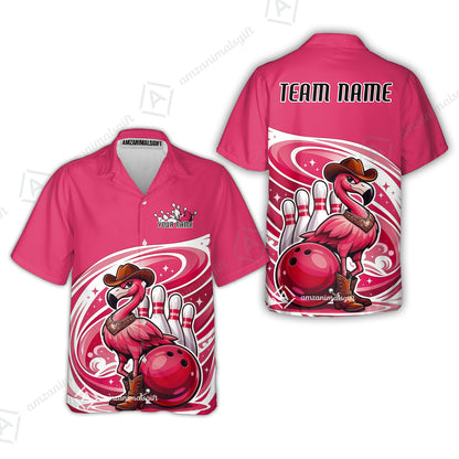 Custom Women Polo Shirt, Western Flamingo, Custom Bowling Women Polo Team Shirt For Players With Name & Team Name