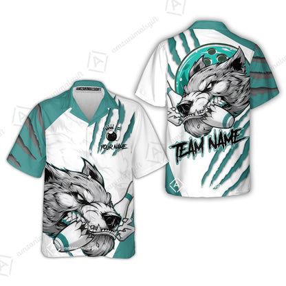 Customized Bowling Jerseys, Fierce Wolf Artwork Scratch, Uniform Bowling - Personalized Name And Team Name