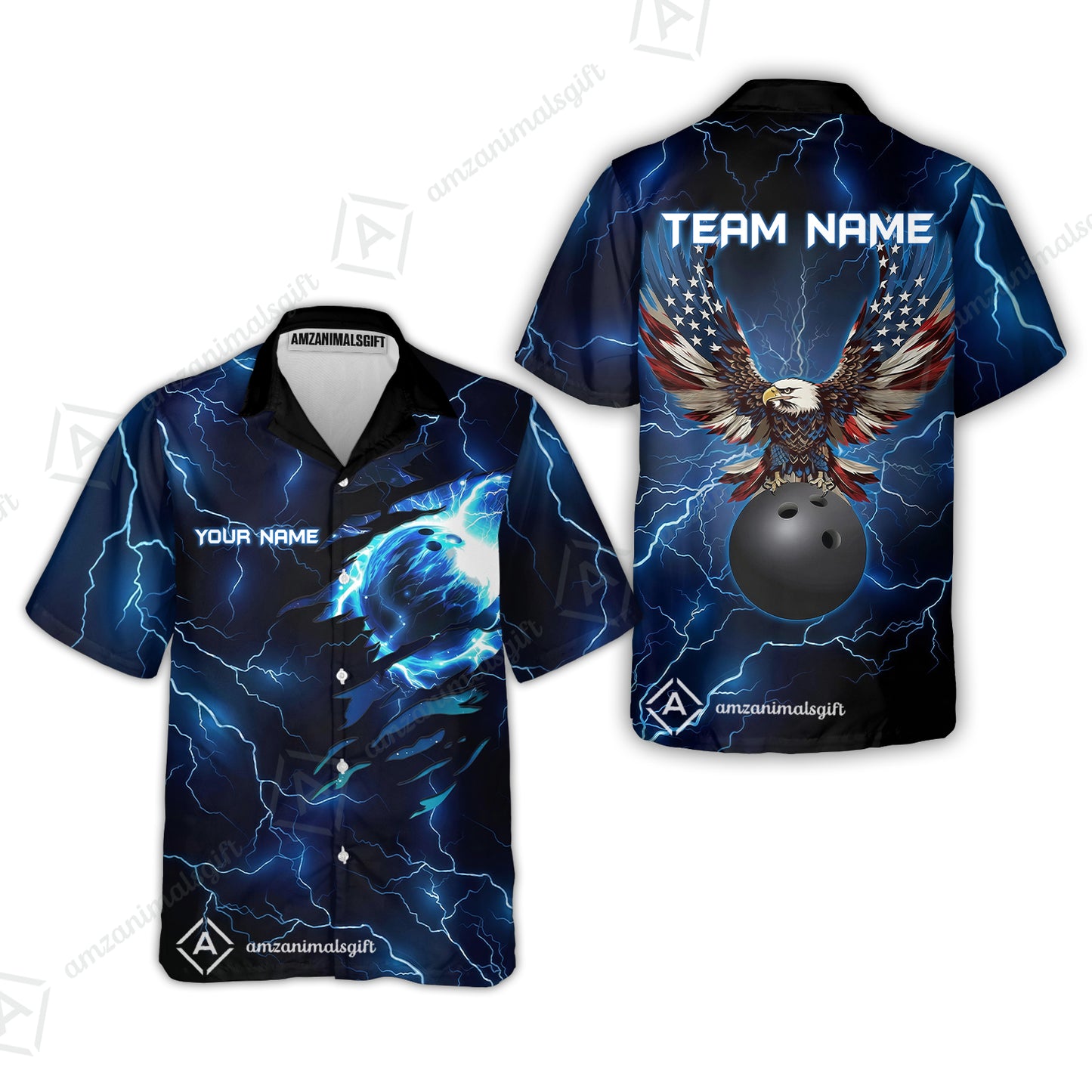 Custom Bowling Jersey Polo Shirt, Patriotic Bald Eagle Bowling, Custom Bowling Jersey Team Shirt For Players With Name & Team Name