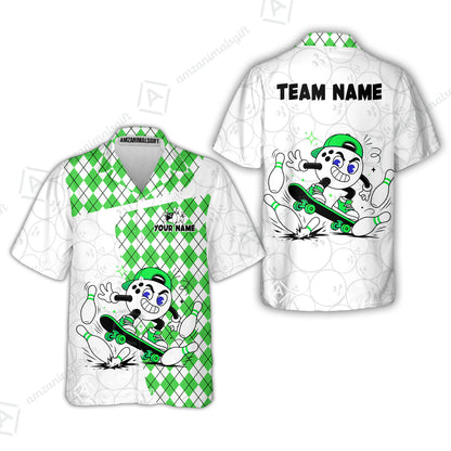 Custom Bowling Jersey Polo Shirt, Skateboarder Bowling Ball Mascot, Custom Bowling Jersey Team Shirt For Players With Name and Team Name