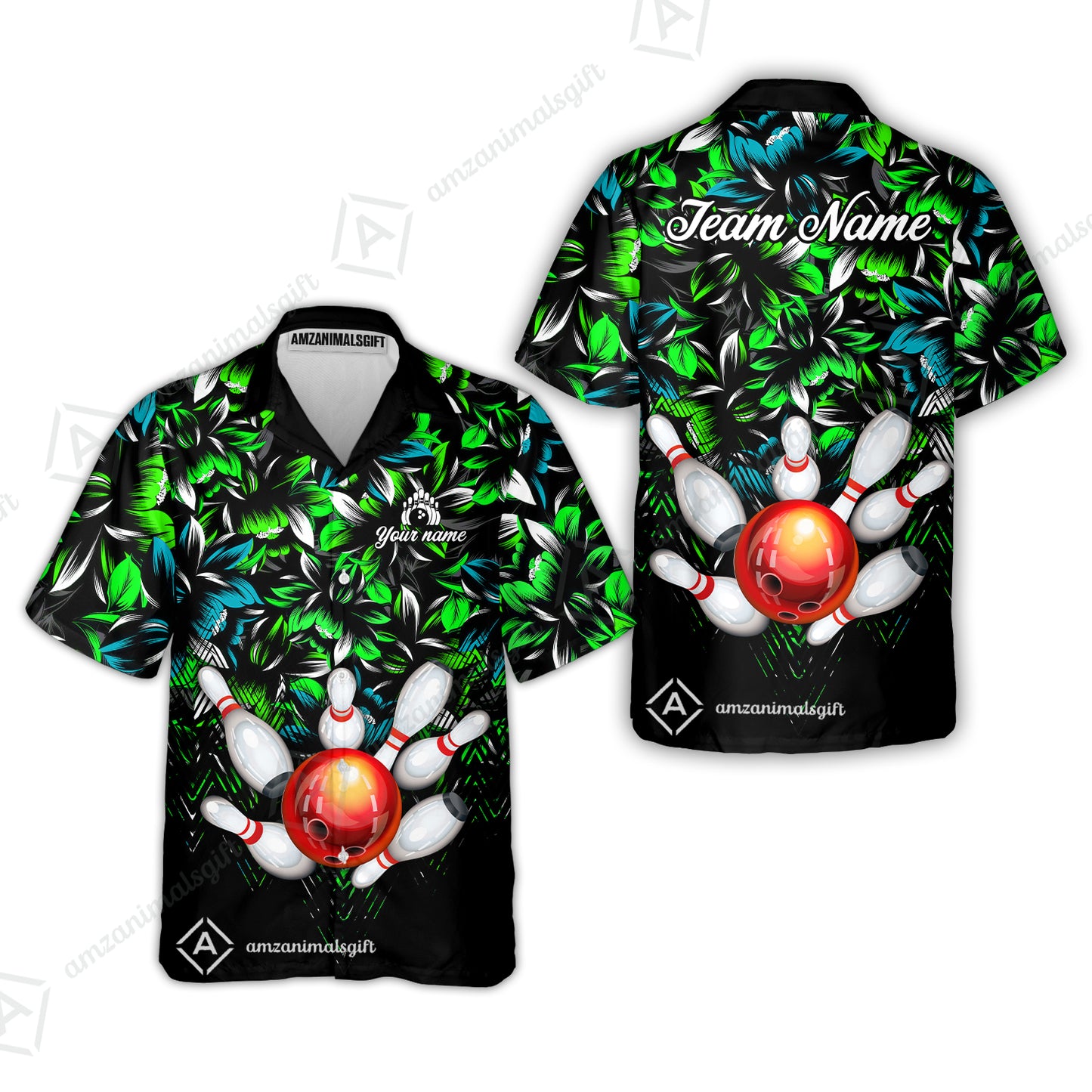 Custom Bowling Jersey Polo Shirt, Tropical Floral Bowling, Custom Bowling Jersey Team Shirt For Players With Name & Team Name