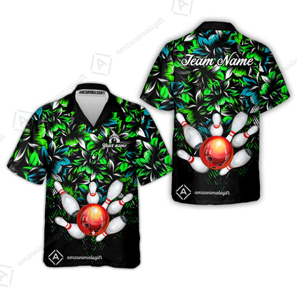 Custom Bowling Jersey Polo Shirt, Tropical Floral Bowling, Custom Bowling Jersey Team Shirt For Players With Name & Team Name