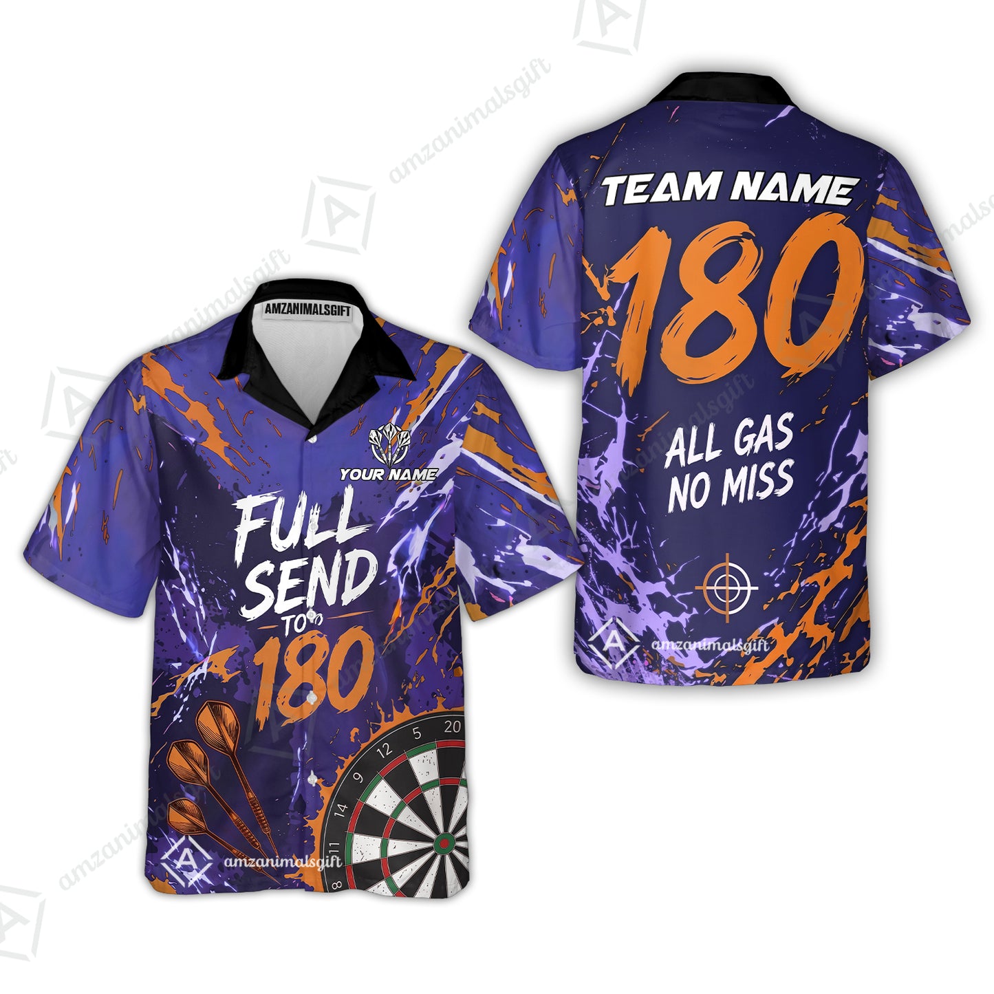 Customized Darts Team Jersey, Full Send To 180, All Gas No Miss, Personalized Polo Shirt For Players With Name & Team Name