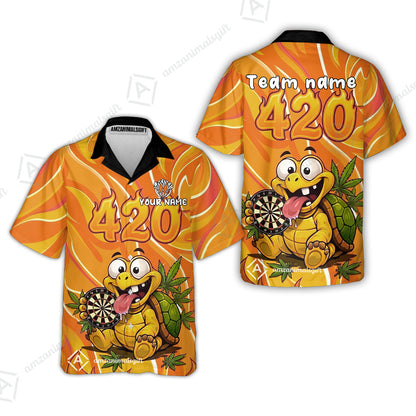 Custom Dart Jersey Team Shirt For Players, Funny Turtle 420, Personalize Name and Team Name