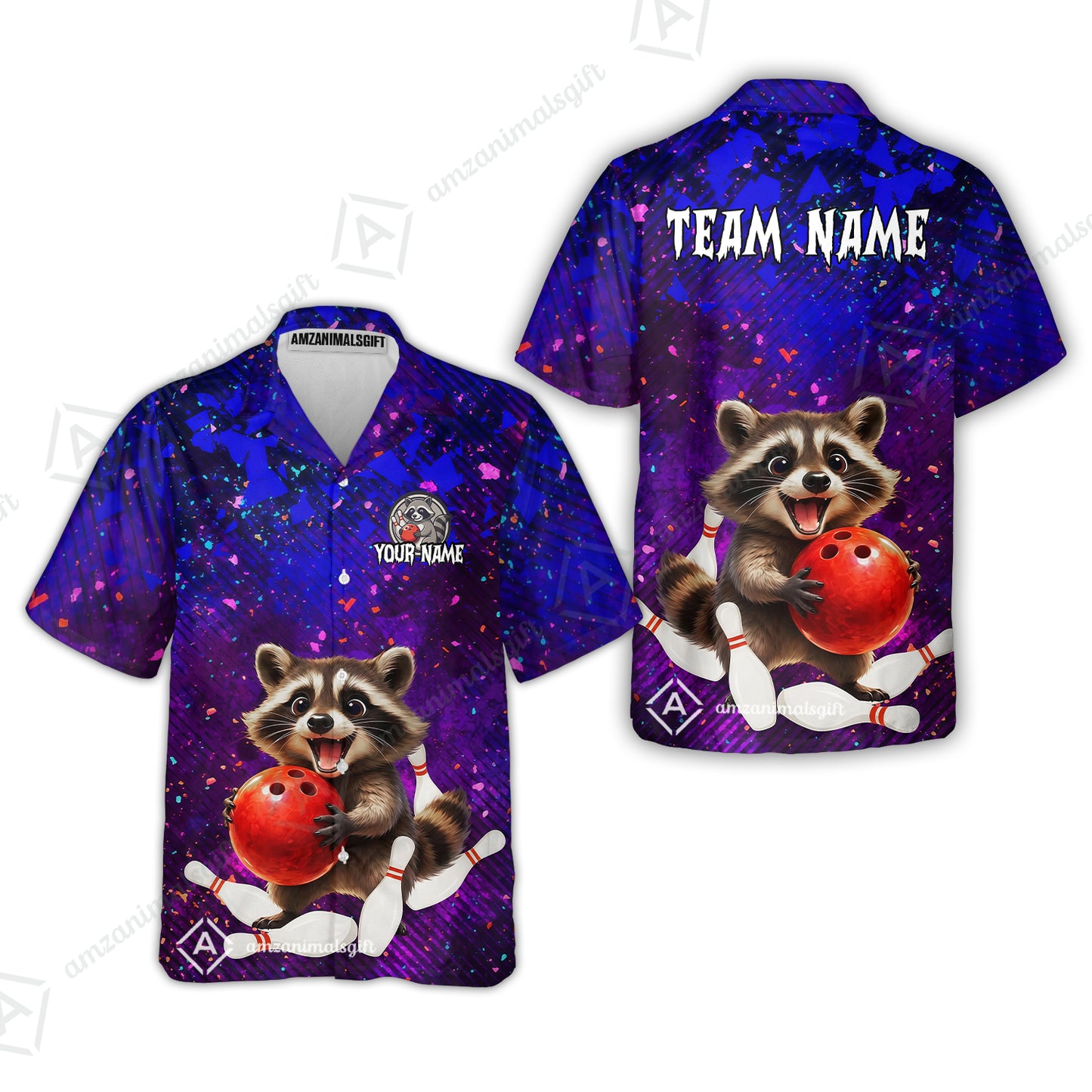 Custom Bowling Jersey Polo Shirt, Funny Raccoon Bowling, Custom Bowling Jersey Team Shirt For Players With Name & Team Name