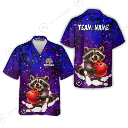Custom Bowling Jersey Polo Shirt, Funny Raccoon Bowling, Custom Bowling Jersey Team Shirt For Players With Name & Team Name
