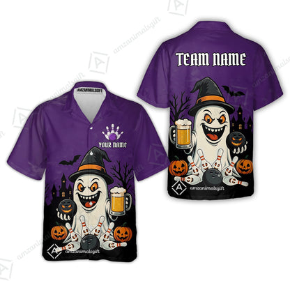 Custom Bowling Jersey Polo Shirt, Bowling Halloween Witch, Custom Bowling Jersey Team Shirt For Players With Name & Team Name
