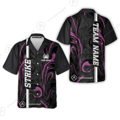 Customized Bowling Unisex Polo Shirt, Bowling Black And Pink Marble Art, Bowling Uniform - Personalized Name And Team Name