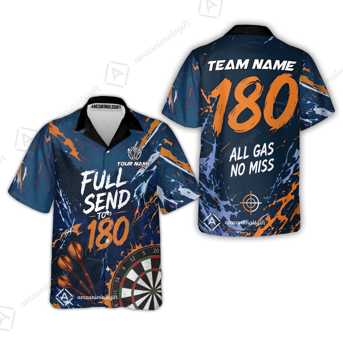 Customized Darts Team Jersey, Full Send To 180, All Gas No Miss, Personalized Polo Shirt For Players With Name & Team Name
