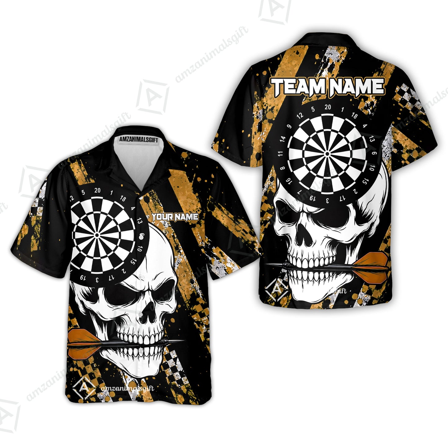Custom Darts Jersey Polo Shirt, Skull Bites Dart, Custom Dart Jersey Team Shirt For Players With Name & Team Name