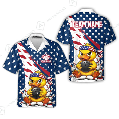 Custom Bowling Jersey Polo Shirt, Bowling US Duck, Personalize Name and Team Name