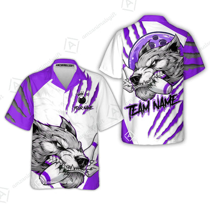Customized Bowling Jerseys, Fierce Wolf Artwork Scratch, Uniform Bowling - Personalized Name And Team Name