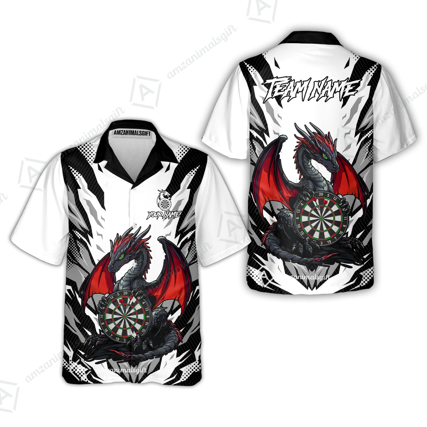 Custom Darts Team Jersey, Personalized Fantasy Dragon Dart Polo Shirt For Players With Name & Team Name