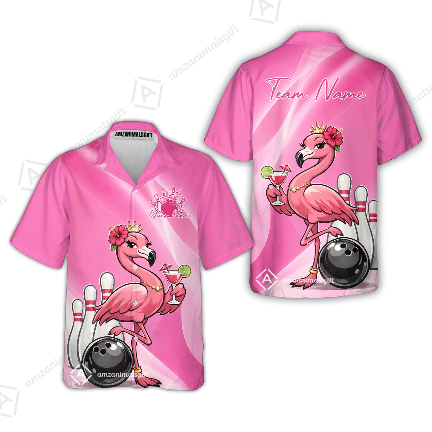 Custom Bowling Jersey Polo Shirt, Flamingo Queen Bowling, Custom Bowling Jersey Team Shirt For Players With Name & Team Name