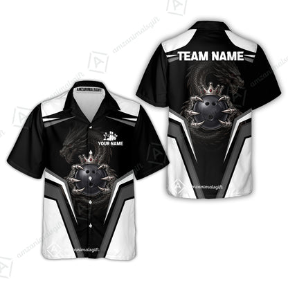 Custom Bowling Jersey Polo Shirt, Gothic Dark Dragon Royal Crown, Custom Bowling Jersey Team Shirt For Players With Name and Team Name