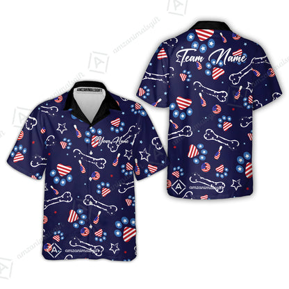 Custom Bowling Jersey Polo Shirt, US Dog Footprint, Personalize Name and Team Name