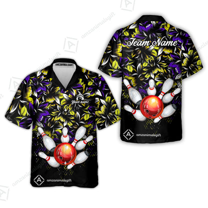 Custom Bowling Jersey Polo Shirt, Tropical Floral Bowling, Custom Bowling Jersey Team Shirt For Players With Name & Team Name