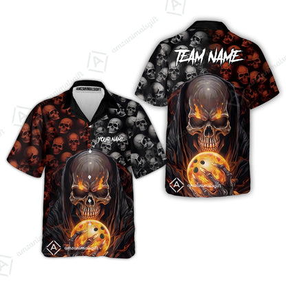 Custom Bowling Jersey Polo Shirt, Death Multiple Skulls, Personalized Name And Team Name