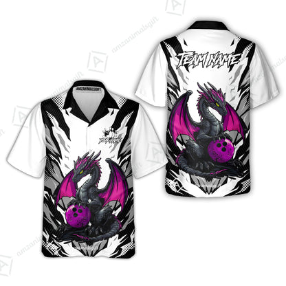 Custom Bowling Jersey Polo Shirt, Dragon Lover Custom Bowling Jersey Team Shirt For Players With Name & Team Name
