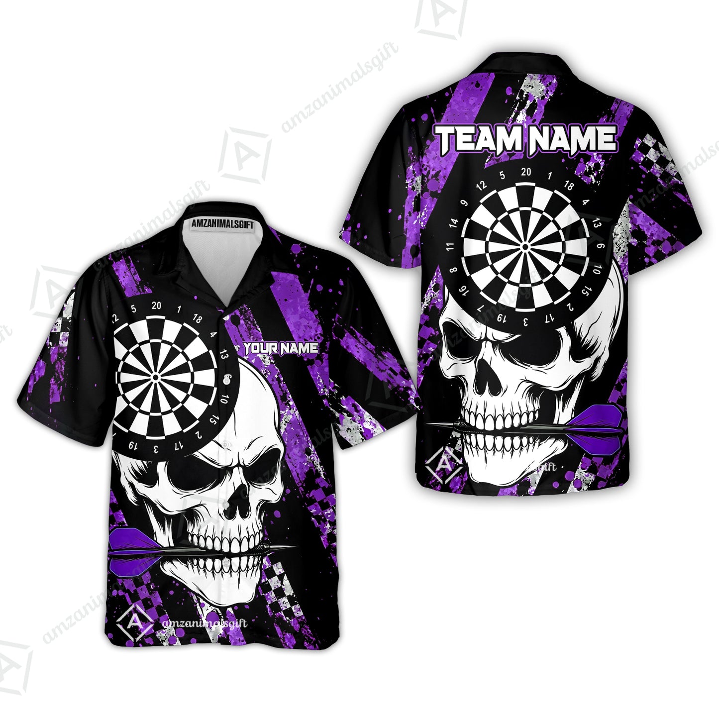 Custom Darts Jersey Polo Shirt, Skull Bites Dart, Custom Dart Jersey Team Shirt For Players With Name & Team Name