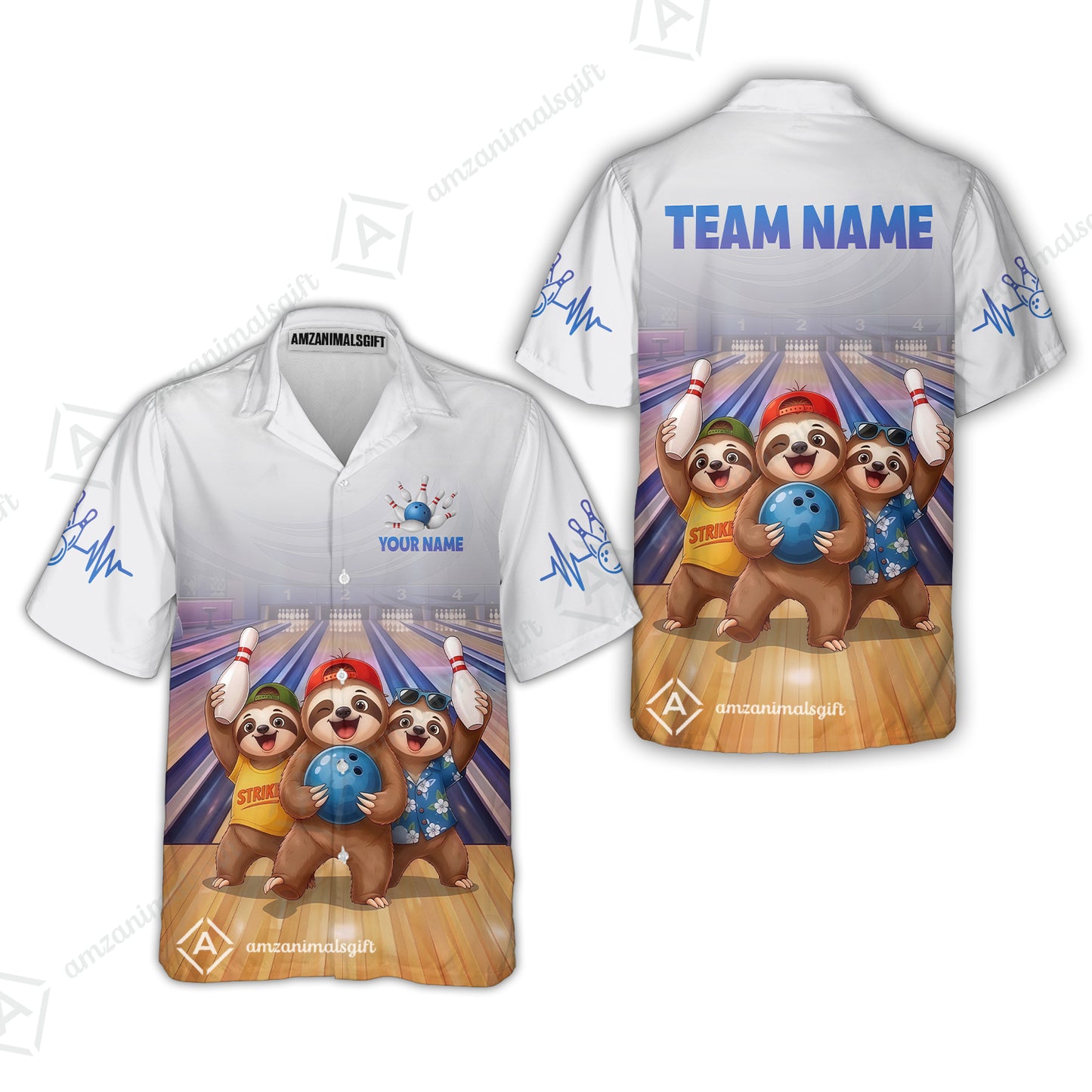 Custom Bowling Jersey Polo Shirt, Funny Sloth Squad Mascot, Custom Bowling Jersey Team Shirt For Players With Name and Team Name