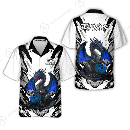 Custom Bowling Jersey Polo Shirt, Dragon Lover Custom Bowling Jersey Team Shirt For Players With Name & Team Name