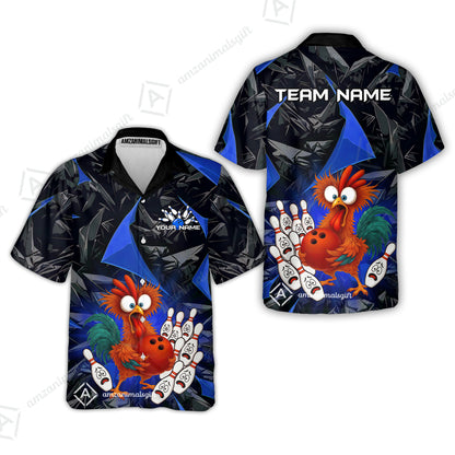 Custom Bowling Jersey Polo Shirt, Crazy Chicken Bowling Custom Bowling Jersey Team Shirt For Players With Name & Team Name