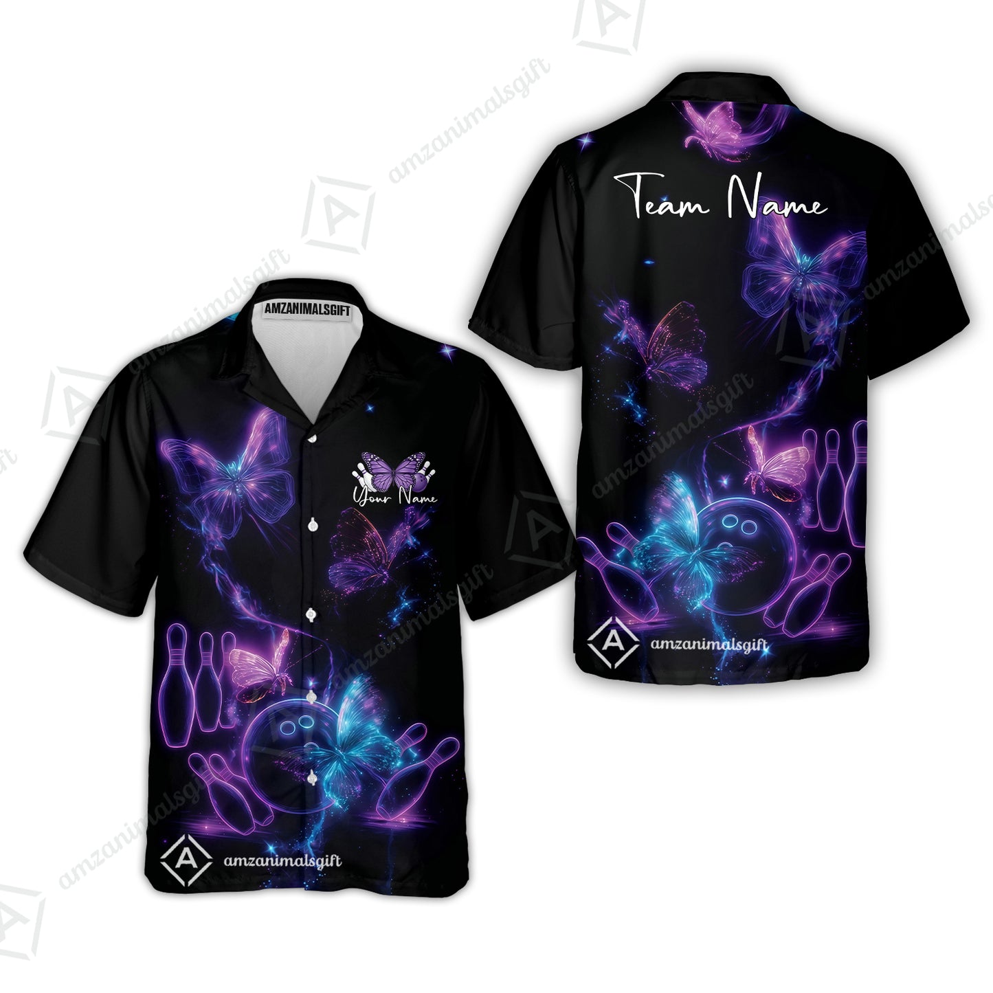 Custom Bowling Jersey Polo Shirt, Bowling Butterfly Universe, Custom Bowling Jersey Team Shirt For Players With Name and Team Name